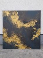 Abstract modern acryl canvas - 60*60cm zwart/aubergine/goud, Enlèvement ou Envoi