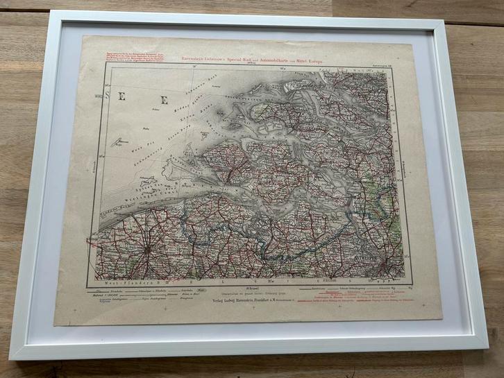 Oude deelkaart / wegenkaart, Verzamelen, Overige Verzamelen, Zo goed als nieuw, Ophalen