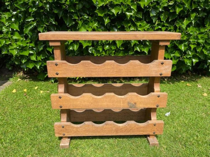Houten wijnrek in massief eik, Maison & Meubles, Accessoires pour la Maison | Porte-bouteilles, Utilisé, 50 à 75 cm, Bois, 5 à 15 bouteilles