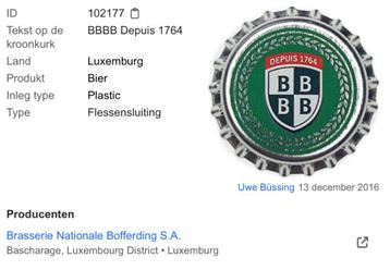 Bier kroonkurk BBBB depuis 1764  beschikbaar voor biedingen