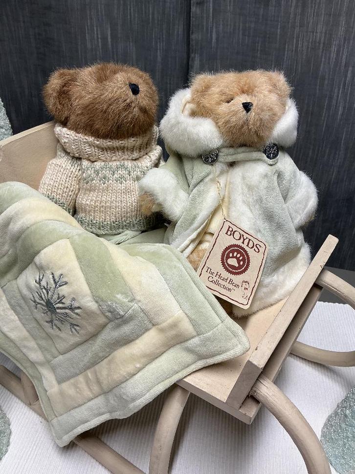 Mooie houten slee met twee beren 55€ Kerst, Divers, Noël, Comme neuf, Enlèvement ou Envoi