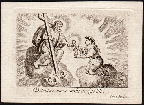 Kopergravure. Dilectus meus mihi et Ego illi.  C Van Merlen, Antiek en Kunst, Kunst | Etsen en Gravures, Ophalen of Verzenden
