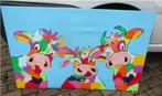 Mooi Modern Geschilderd werk 'Kleurrijke Koetjes' - 115x75, Antiek en Kunst, Kunst | Schilderijen | Modern, Ophalen of Verzenden