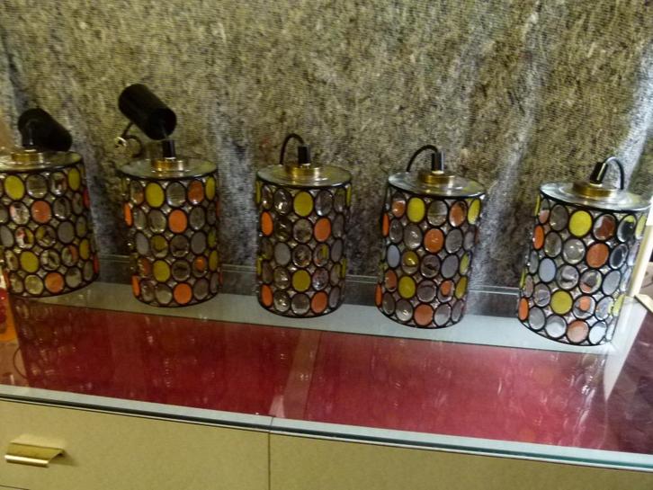 5x vintage hanglamp glas 60er glashutte Limburg stukprijs, Verzamelen, Retro, Huis en Inrichting, Ophalen