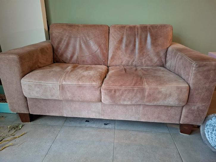 Lederen sofa 2 zit, Huis en Inrichting, Zetels | Complete zithoeken, Gebruikt, Leer, Ophalen