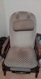 Everstyl fluwelen fauteuil met handmatige relaxfunctie, Gebruikt, Hout, Ophalen