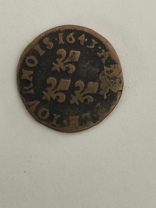 DOUBLE TOURNOIS MUNT LOUIS XIII 1643, Postzegels en Munten, Munten | Europa | Niet-Euromunten, Losse munt, Frankrijk, Ophalen of Verzenden