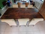 Houten eettafel met 6 stoelen, Huis en Inrichting, Tafels | Eettafels, Ophalen, Gebruikt, 100 tot 150 cm, Teakhout