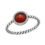 Zilveren ring met rode onyx edelsteen, Handtassen en Accessoires, Ringen, Nieuw, Ophalen of Verzenden, Met edelsteen, Dame