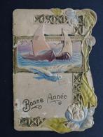 Nouvel An, très ancienne carte postale double Bonne Année, Affranchie, (Jour de) Fête, Enlèvement ou Envoi, Avant 1920