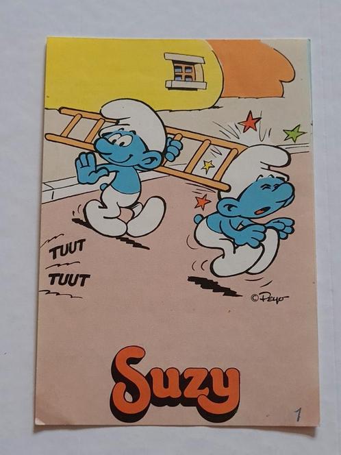 Autocollant Schtroumpf Suzy no 1, Collections, Schtroumpfs, Comme neuf, Autres types, Différents Schtroumpfs, Enlèvement ou Envoi