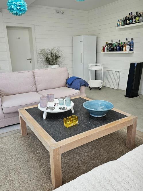 Salontafel + bijzettafel, Huis en Inrichting, Tafels | Salontafels, Gebruikt, Minder dan 50 cm, Vierkant, Eikenhout, Ophalen