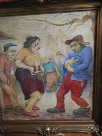 G. Langie: 'Op de mort'; aquarel, Gentse kunstenaar beschikbaar voor biedingen