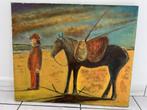 Schilderij paard met garnaalvanger, Ophalen of Verzenden