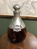 Antieke Tin bekleed Cognac flesje met label, Ophalen of Verzenden