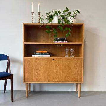 - Vintage boekenkast, klepkast, Deens, eiken - beschikbaar voor biedingen