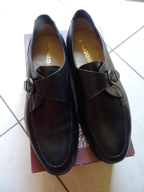 Ongedragen Ambiorix herenschoenen, zwart leder. Maat 44 (8), Kleding | Heren, Schoenen, Zo goed als nieuw, Gespschoenen, Zwart