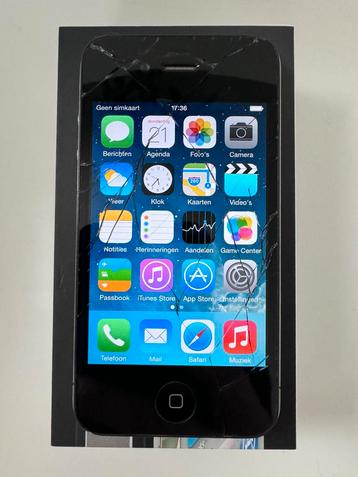 Apple iphone 4 gebarsten scherm met accessoires en doos
