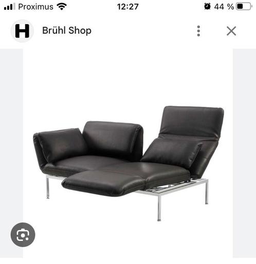 Converteerbare designbank, zwart leer - Brühl roro, Huis en Inrichting, Zetels | Zetels en Chaises Longues, Zo goed als nieuw
