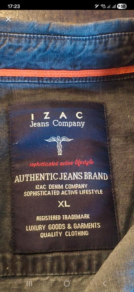 .Chemise IZAC Jeans Company – Taille XL – Jean gris délavé, Kleding | Heren, Overhemden, Zo goed als nieuw, Blauw, Ophalen of Verzenden