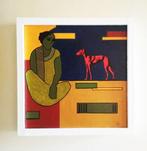 "Rode hond" Schilderij, Antiek en Kunst, Kunst | Schilderijen | Modern, Verzenden