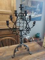antieke smeedijzeren kandelaar met zeven armen, Antiek en Kunst, Ophalen of Verzenden, Overige materialen