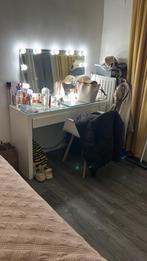 Kaptafel met stoel, spiegellamp, Huis en Inrichting, Tafels | Kaptafels, Ophalen, Gebruikt, Glas