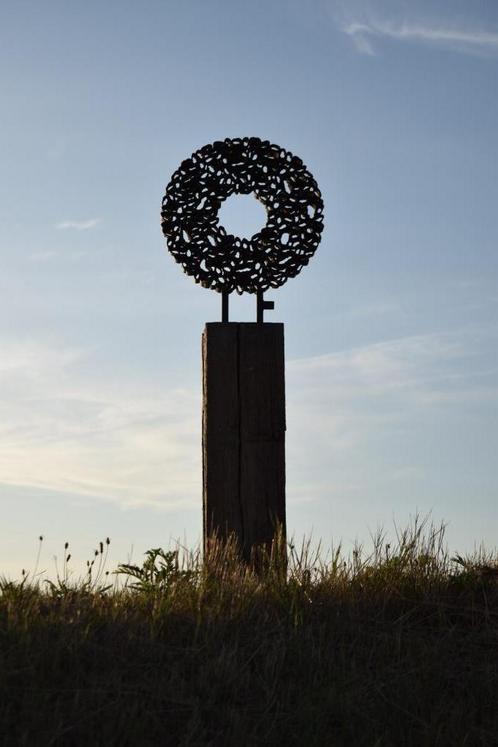 Kunst met een industriële uitstraling, Tuin en Terras, Tuinbeelden, Nieuw, Abstract beeld, Metaal, Ophalen of Verzenden