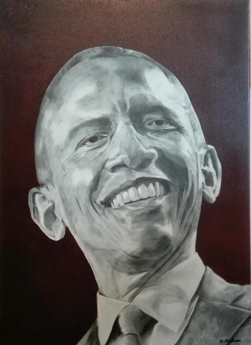 OLIEVERFSCHILDERIJ nieuw:!  BARAK OBAMA, Antiek en Kunst, Kunst | Schilderijen | Klassiek, Ophalen