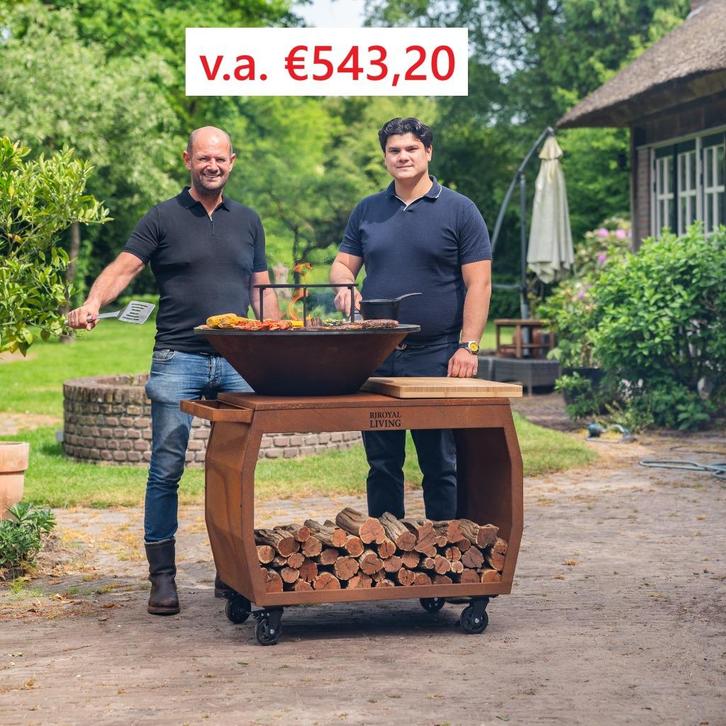 BBQ Plancha Grill Big Jack Cortenstaal Barbecue 80 Black Fri, Tuin en Terras, Houtskoolbarbecues, Nieuw, Met accessoires, Ophalen of Verzenden