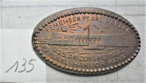 19,5/32,5 Onthoud het afgevlakte centtoken van Pearl Harbor, Postzegels en Munten, Penningen en Medailles, Overige materialen