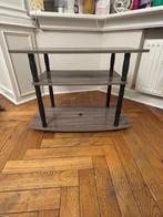 Compacte Mediatafel / TV-meubel met 3 Niveaus Houtlook & Zwa, Ophalen, Zo goed als nieuw, Overige houtsoorten