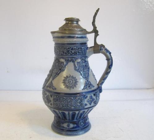 Antieke Westerwald kruik, zout glazuur steengoed, Antiek en Kunst, Antiek | Keramiek en Aardewerk, Verzenden