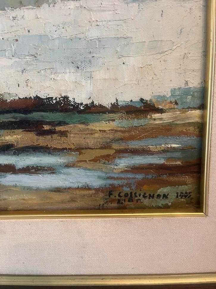 Tableau Belge aquarelle signé de F Collignon, Antiek en Kunst, Kunst | Schilderijen | Klassiek, Ophalen of Verzenden