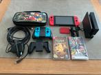 Nintendo switch + extra’s, Met games, Met 2 controllers, Ophalen of Verzenden, Zo goed als nieuw