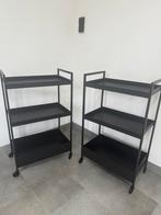 2 metalen opberg-/serveerwagens op wieltjes – zwart, Huis en Inrichting, Ophalen, Gebruikt