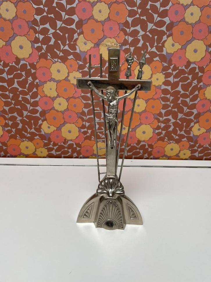 Tinnen kruisbeeld, Antiek en Kunst, Antiek | Religieuze voorwerpen, Ophalen