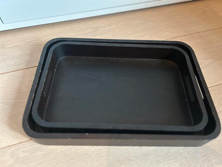 Set van 2 houten dienbladen, Huis en Inrichting, Woonaccessoires | Dienbladen, Gebruikt, Hout, Ophalen