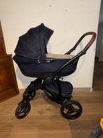 First Atlanta kinderwagen – donkerblauw & brown leather, Kinderen en Baby's, Kinderwagens en Combinaties, Gebruikt, Verstelbare duwstang