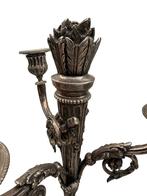 Paar antieke verzilverde kandelaars — 19ème, Ophalen of Verzenden, Zilver