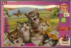 kinderpuzzel  in 3D view  vrolijke katten, Comme neuf, Plus de 50 pièces, Enlèvement, 6 ans ou plus
