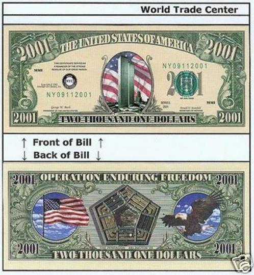USA 2001 dollar bankbiljet Twin Towers/Pentagon 09112001 UNC, Timbres & Monnaies, Billets de banque | Amérique, Billets en vrac