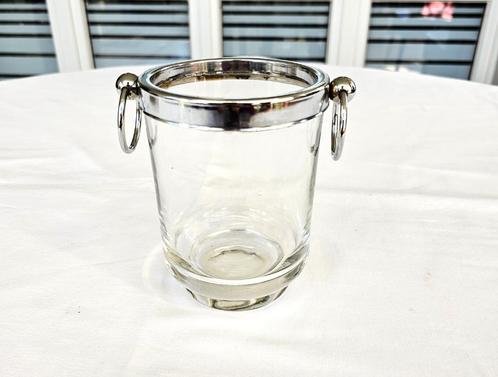 ijsemmertje met zilverkleurige rand, Huis en Inrichting, Keuken | Servies, Gebruikt, Glas of Glazen, Glas, Ophalen of Verzenden