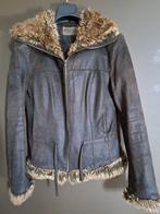 Lederen jas met bontkraag, Kleding | Dames, Jassen | Winter, Bruin, Ophalen of Verzenden, Zo goed als nieuw, Maat 36 (S)