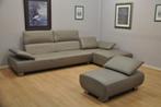 Superbe salon CUIR 330x150cm gris moderne +*pouf, Maison & Meubles, Enlèvement ou Envoi