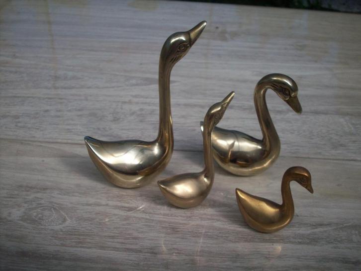 4 geel oude koper zwanen te koop per 2 stuks, Antiek en Kunst, Antiek | Brons en Koper, Koper, Ophalen of Verzenden