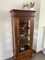 Stijlvolle vitrinekast in donker eikenhout, Ophalen, Gebruikt, Met deur(en), Eikenhout
