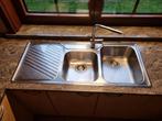 Spoelbak Franke, dubbel - zonder kraan, Huis en Inrichting, Keuken | Keukenelementen, Ophalen, Gebruikt, 100 tot 150 cm, Grijs