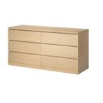 Commode 6 tiroirs Ikea MALM en chêne blanchi, 5 tiroirs ou plus, Moins de 100 cm, 150 à 200 cm, Enlèvement