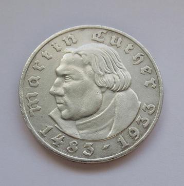 Germany   5 reichsmark  1933 Martin Luther, Envoi, Allemagne, Argent